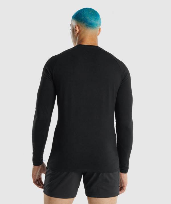 Panske Mikiny Gymshark Apollo Long Sleeve Čierne | IV7316254